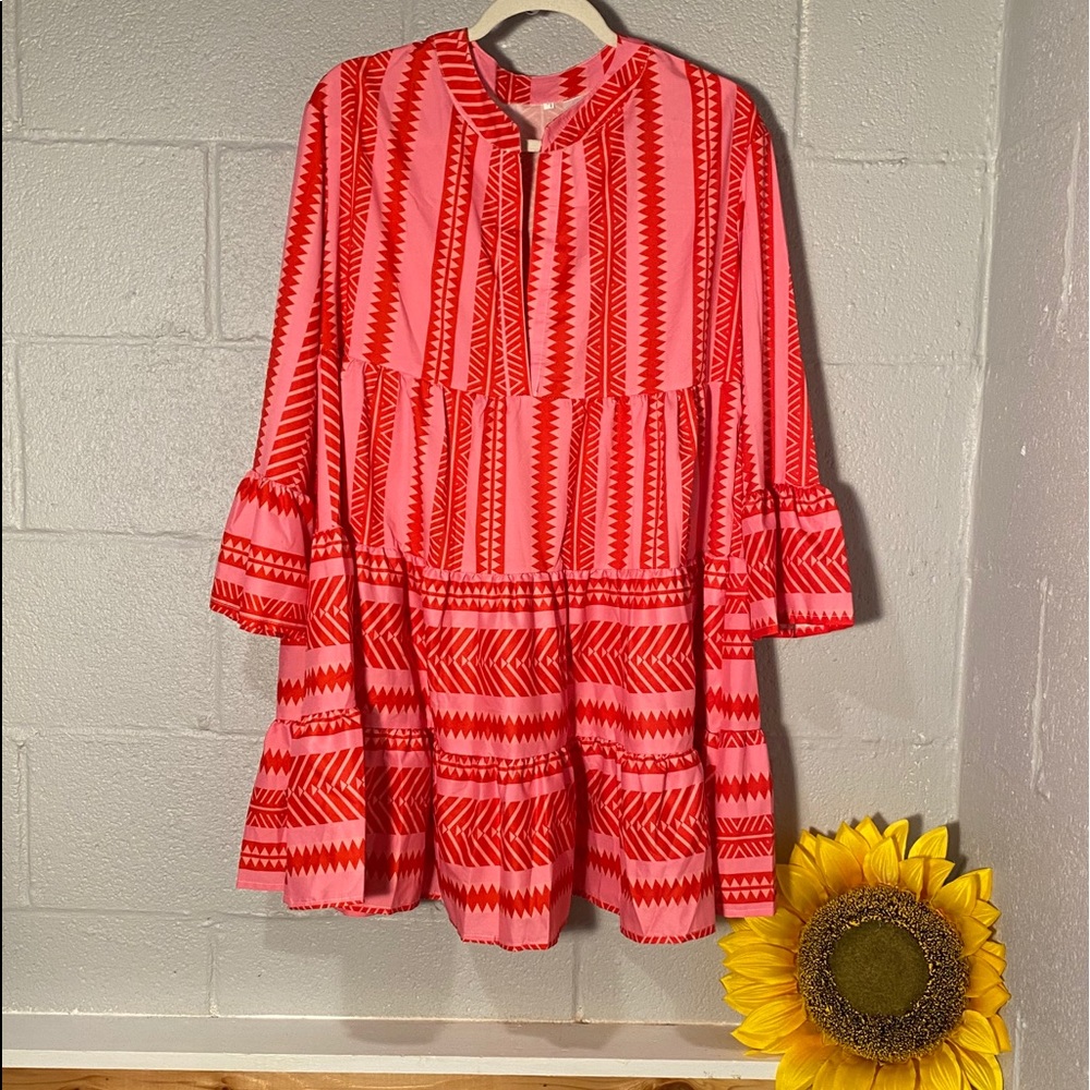 Valentines Dress/Tunic Size Large Pink/Red - Picture 3 of 6